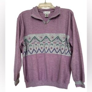 80’s Vintage Retro Geometric Print 1/4 Zip Knit Pullover by Blast Size M/P